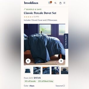 BROOKLINEN Navy full/queen duvet cover-New, still in plastic